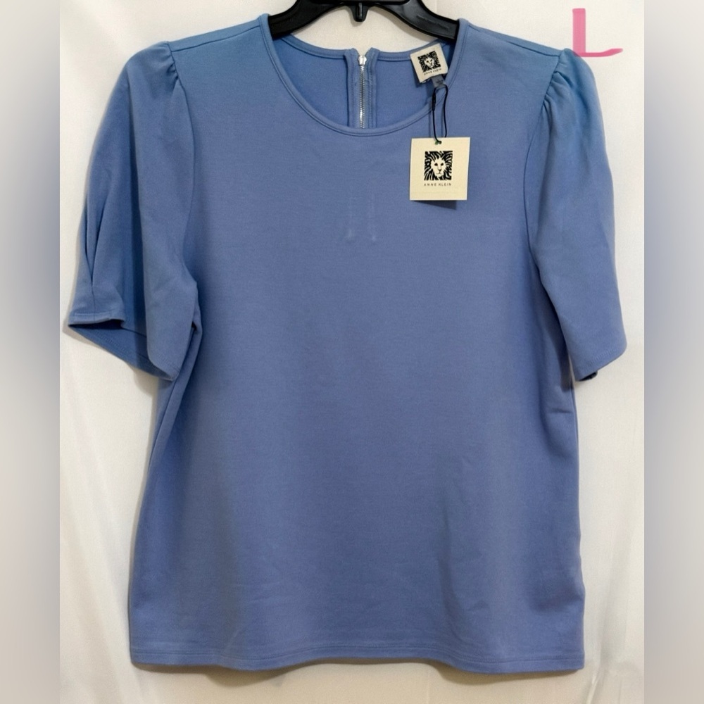 Anne Klein Blue Short Sleeve Boxy Blouse